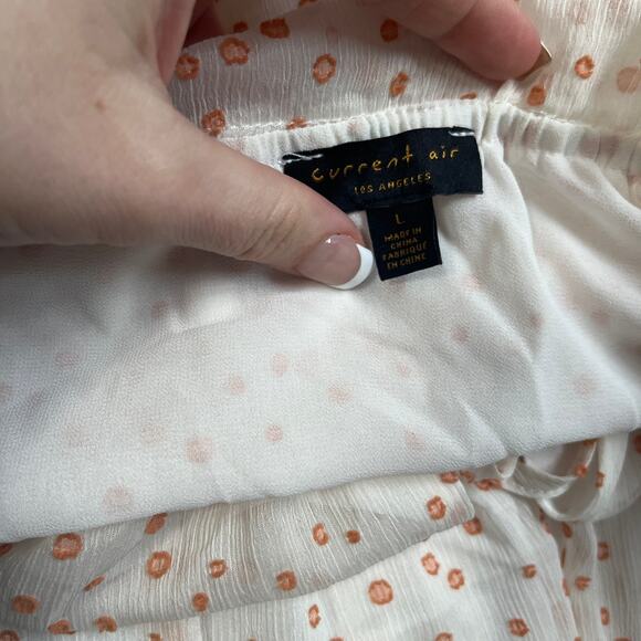 Anthropologie Current Air Dress White & Orange Embroidered Midi Dress Size Large - Picture 2 of 6